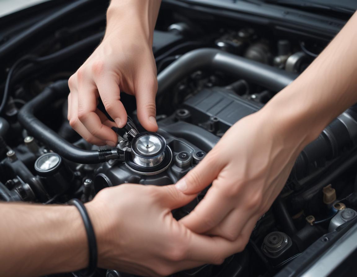 Drivers listening attentively to car noises in traffic